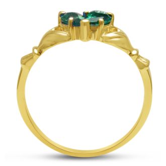 Emerald Claddagh Ring in 10k Yellow Gold