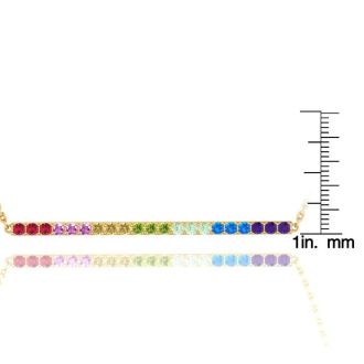 Pink Gemstones 1 1/2 Carat Natural Gemstone Rainbow Bar Necklace In 14K Yellow Gold