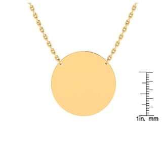 14K Yellow Gold Over Sterling Silver Large Disc Necklace With Free Custom Engraving, 18 Inches