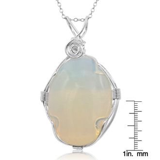 Sterling Silver Wire Wrapped Created Opal Necklace, 18 Inches