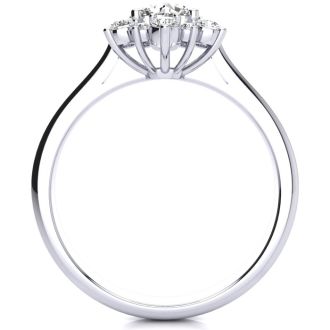 1 Carat Floral Halo Diamond Engagement Ring in 14k White Gold (I-J, I1-I2)