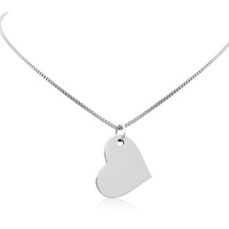 Ladies Floating Heart Necklace In Stainless Steel, 16 Inches
