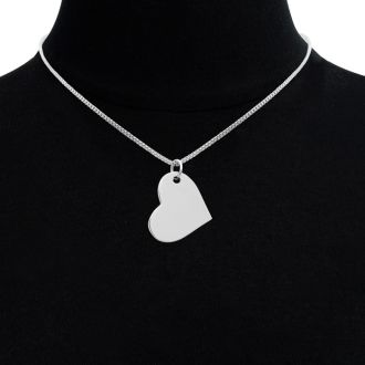 Ladies Floating Heart Necklace In Stainless Steel, 16 Inches
