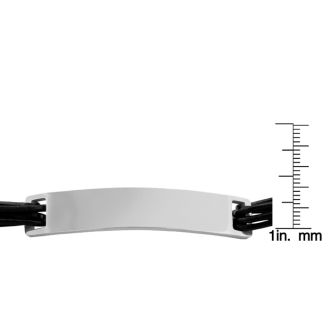 Mens Stainless Steel and Leather ID Bracelet,