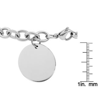 Ladies Dangling Circle Tag Bracelet In Stainless Steel, With Free Custom Engraving