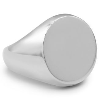 Mens Stainless Steel Circle Signet Ring,