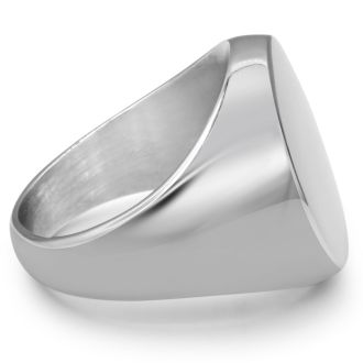 Mens Stainless Steel Circle Signet Ring, With Free Custom Engraving