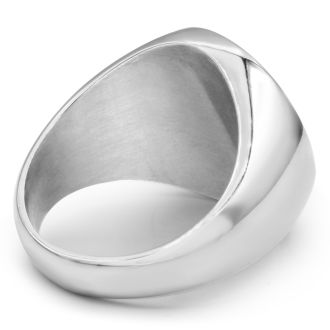 Mens Stainless Steel Circle Signet Ring, With Free Custom Engraving