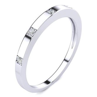 .05ct Five Diamond Wedding Band In 10K White Gold