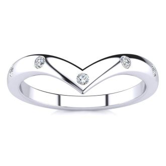 .05ct Five Diamond Bezel Set Wedding Band In 10K White Gold