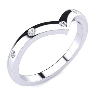 .05ct Five Diamond Bezel Set Wedding Band In 10K White Gold