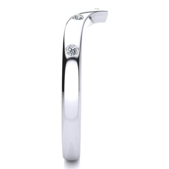 .05ct Five Diamond Bezel Set Wedding Band In 10K White Gold