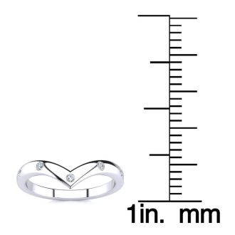 .05ct Five Diamond Bezel Set Wedding Band In 10K White Gold