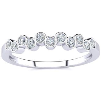 1/5ct Diamond Bezel Set Wedding Band In 10K White Gold