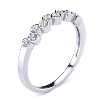 1/5ct Diamond Bezel Set Wedding Band In 10K White Gold