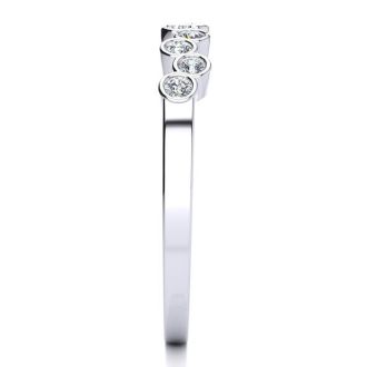 1/5ct Diamond Bezel Set Wedding Band In 10K White Gold