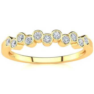 1/5ct Diamond Bezel Set Wedding Band In 10K Yellow Gold