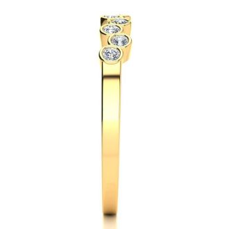 1/5ct Diamond Bezel Set Wedding Band In 10K Yellow Gold