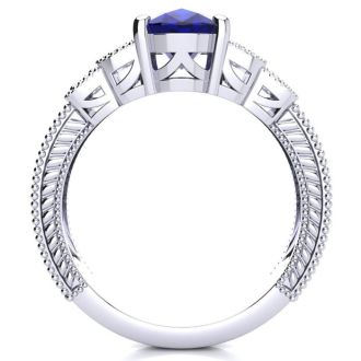 3 Carat Oval Shape Sapphire and Diamond Ring In 10 Karat White Gold