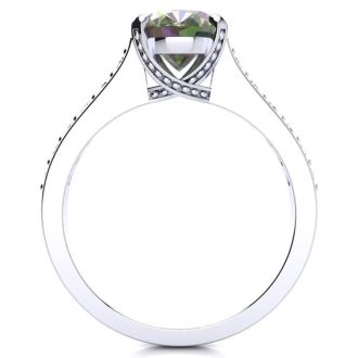 2-1/2 Carat Oval Shape Mystic Topaz Ring and Diamonds In 14 Karat White Gold