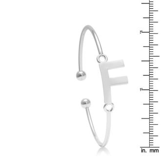 "F" Initial Bangle Bracelet In Silver Tone