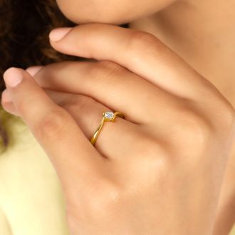 Diamond Solitaire Promise Ring In Yellow Gold