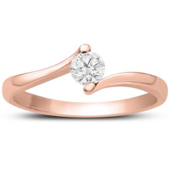 Diamond Solitaire Promise Ring In Rose Gold