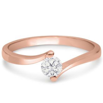 Diamond Solitaire Promise Ring In Rose Gold