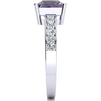 1-7/8 Carat Square Shape Mystic Topaz Ring With Diamonds In 14 Karat White Gold