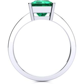 Square Step Cut 1 3/4ct Emerald and Diamond Ring in 14K White Gold
