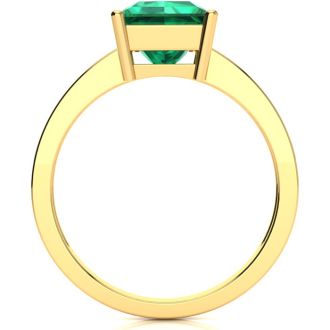 Square Step Cut 1 3/4ct Emerald and Diamond Ring in 14K Yellow Gold