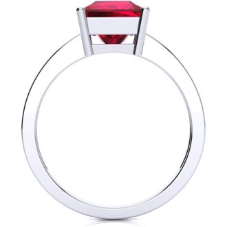 Square Step Cut 1 7/8ct Ruby and Diamond Ring in 14K White Gold