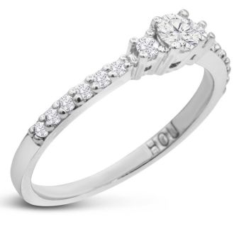 Three Diamond Plus Promise Ring In White Gold