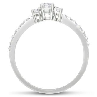 Three Diamond Plus Promise Ring In White Gold