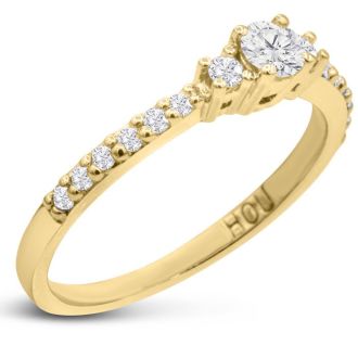 Three Diamond Plus Promise Ring In Yellow Gold
