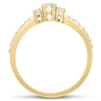Three Diamond Plus Promise Ring In Yellow Gold