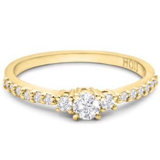 Three Diamond Plus Promise Ring In Yellow Gold