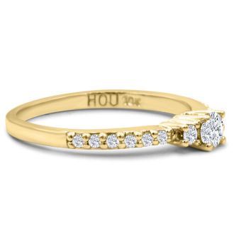 Three Diamond Plus Promise Ring In Yellow Gold