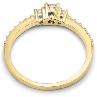 Three Diamond Plus Promise Ring In Yellow Gold