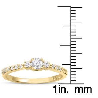 Three Diamond Plus Promise Ring In Yellow Gold