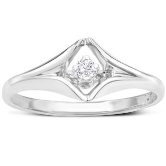 Diamond Solitaire Promise Ring In White Gold