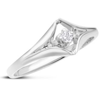 Diamond Solitaire Promise Ring In White Gold