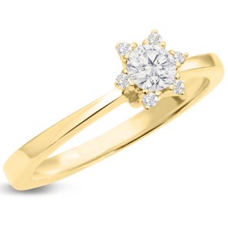 Diamond Flower Promise Ring In Yellow Gold