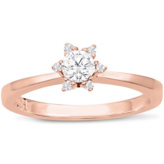 Diamond Flower Promise Ring In Rose Gold