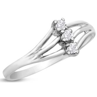 Three Diamond Spray Promise Ring In White Gold