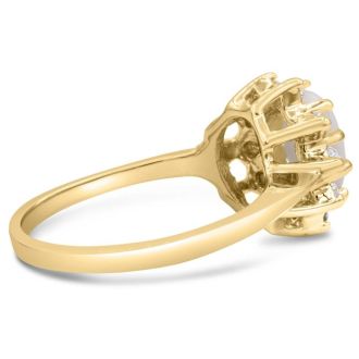 1 Carat Opal Ring and Halo Diamonds In 14 Karat Yellow Gold