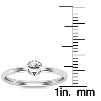 1/3 Carat Rose Cut Diamond Solitaire Ring In 14 Karat White Gold