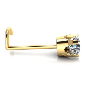 0.03ct 2mm Diamond Nose Ring In 14K Yellow Gold