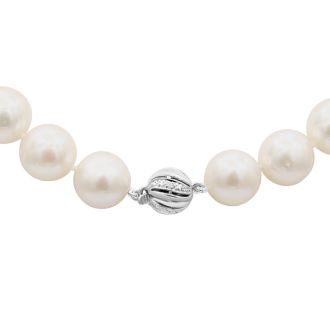 12-14MM Tahitian South Sea Pearl Strand Necklace With 14K White Gold Diamond Accent Clasp, 18 Inches AAA Quality