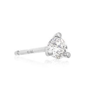1/4 Carat Round Shape Single Diamond Stud Earring In 14 Karat White Gold, Martini Setting